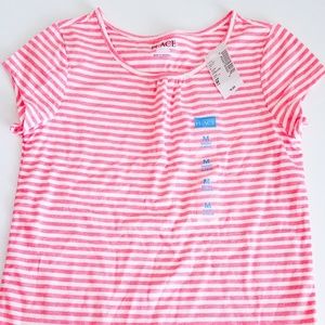 Coral & White Girls Short Sleeve Shirt